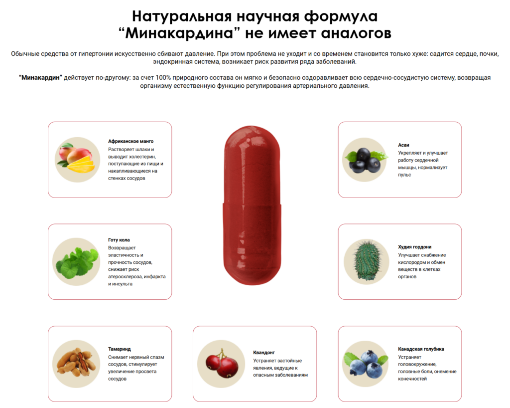 Состав средства Минакардин